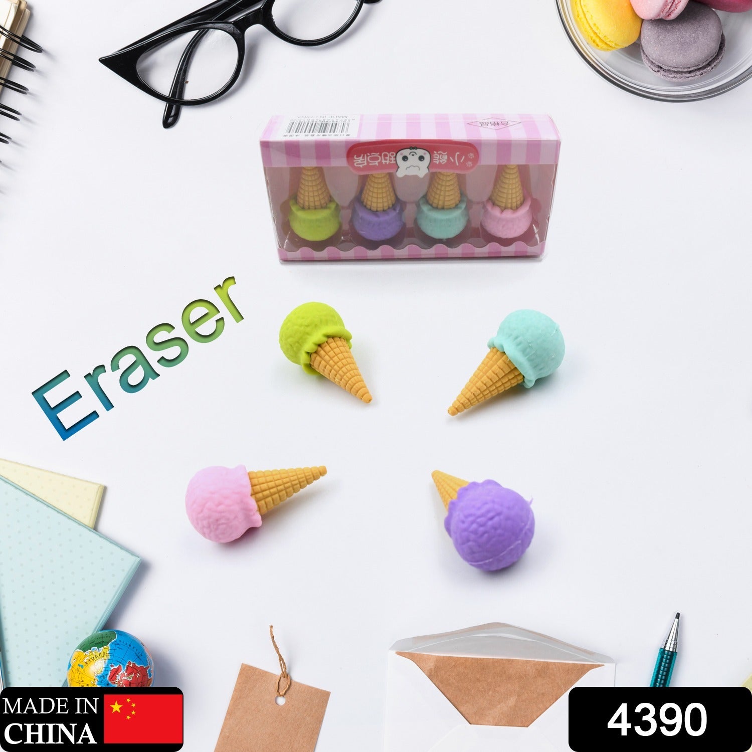 Cone Eraser for Girls & Boys / Eraser for School B'Day Return Gift Party Doughnut Lollipop Ice Cream Theme Shape Erasers Pencils Set for Kids Educational Stationary kit, School Supplies (1 Set 4 Pc) Cone Eraser for Girls & Boys / Eraser for School B'Day Return Gift Party Doughnut Lollipop Ice Cream Theme Shape Erasers Pencils Set for Kids Educational Stationary kit, School Supplies (1 Set 4 Pc)